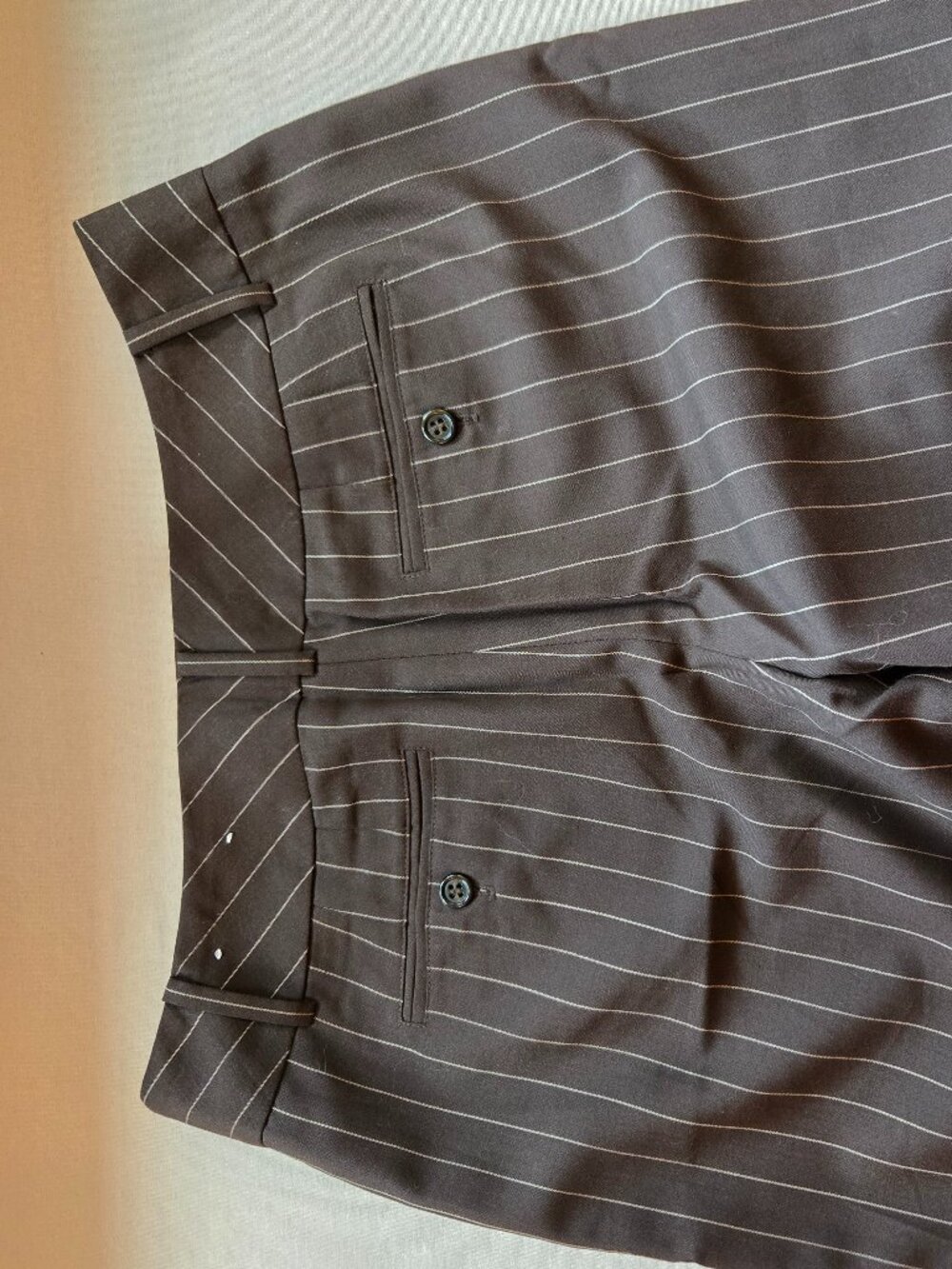 LOFT Laura Fit Brown Pinstripe Wool Blend Trouser Pants Size 8 Workwear Career - Picture 15 of 15